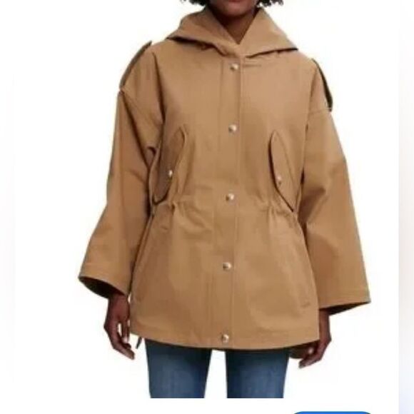 Maje Gangzyum Hooded trench Windbreaker barn chore Jacket Preppy. 2/L or XL - Picture 3 of 16